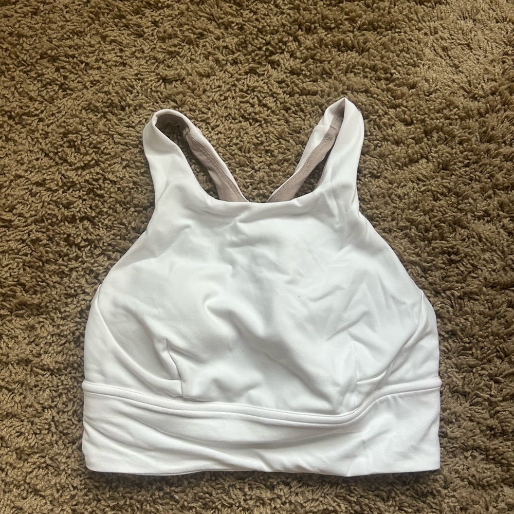 Lululemon White wunder train high neck Bra